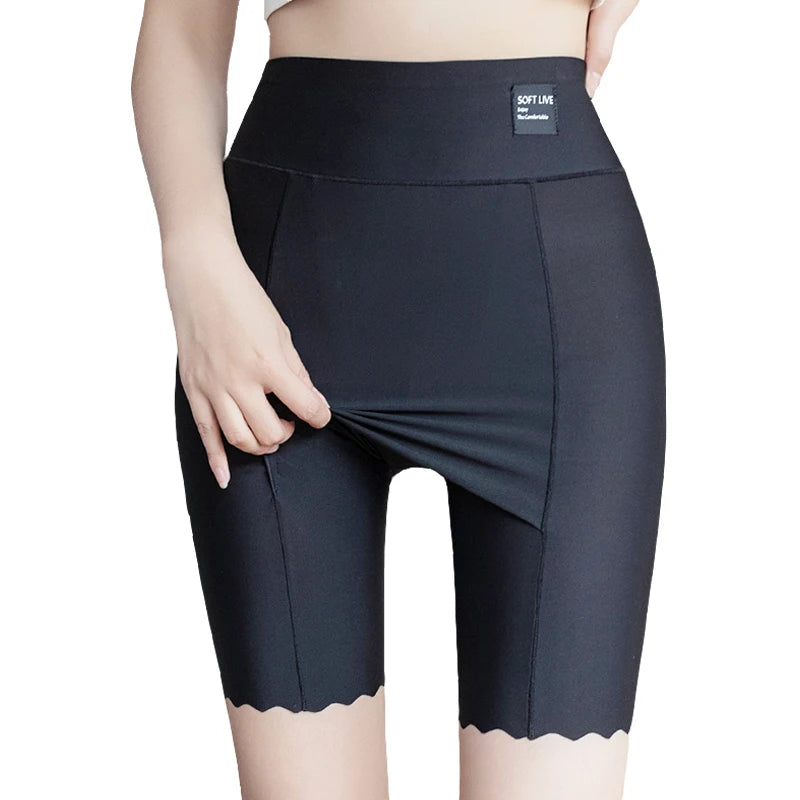 Plus Size Women's Shorts Under Skirt - Big Large Summer Seamless Protective Spandex Hip-Up Safety Pants - White Underpants