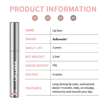 Waterproof Peel-Off Lip Liner & Tattoo Lip Gloss – Long-Lasting Matte Lip Tint & Brown Contour Lip Stain