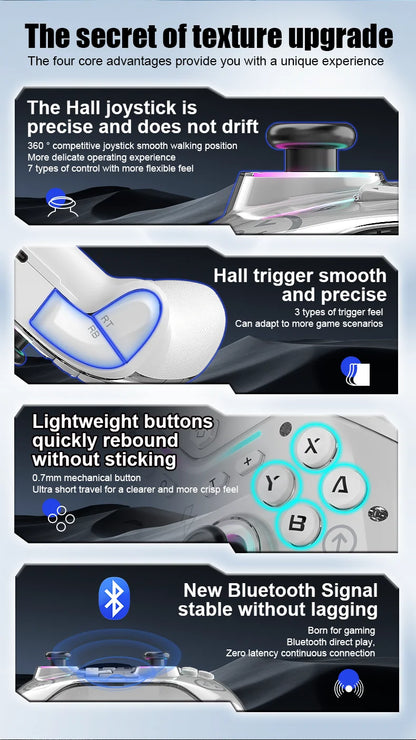 CM-619 Wireless Game Controller — Dual Motor, Dazzling Light, Compatible with iOS, Android & PC