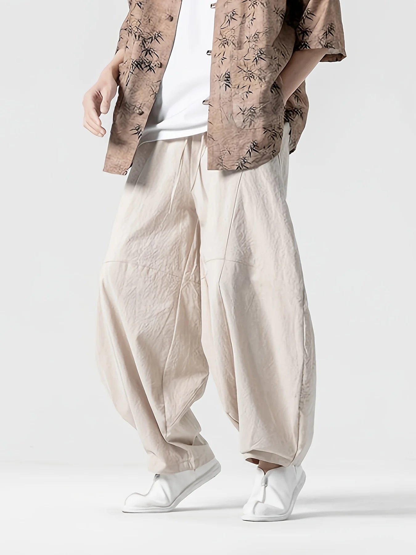 Men’s Spring Loose Harem Pants – Linen Oversized Sweatpants, High-Quality Casual Brand Trousers
