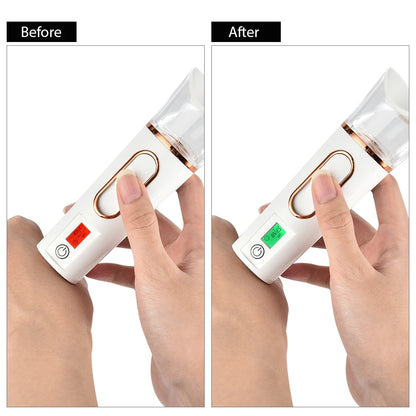 Handheld Nano Mist Sprayer Facial Steamer – Mini Portable Hydrating Skin Care Humidifier with LED Display Nebulizer Beauty Device