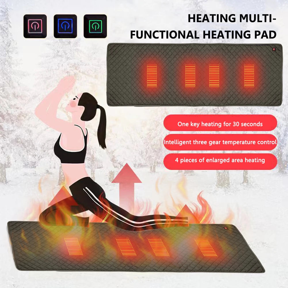5V USB Heated Electric Mat - 3-Level Temperature Control, Cold Resistant Heating Pad for Outdoor Camping and Sleeping Comfort