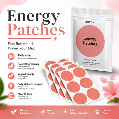 Energy Patches - 30-Piece Vegan-Friendly Daily Energy Support Stickers for Work, Travel & Sports