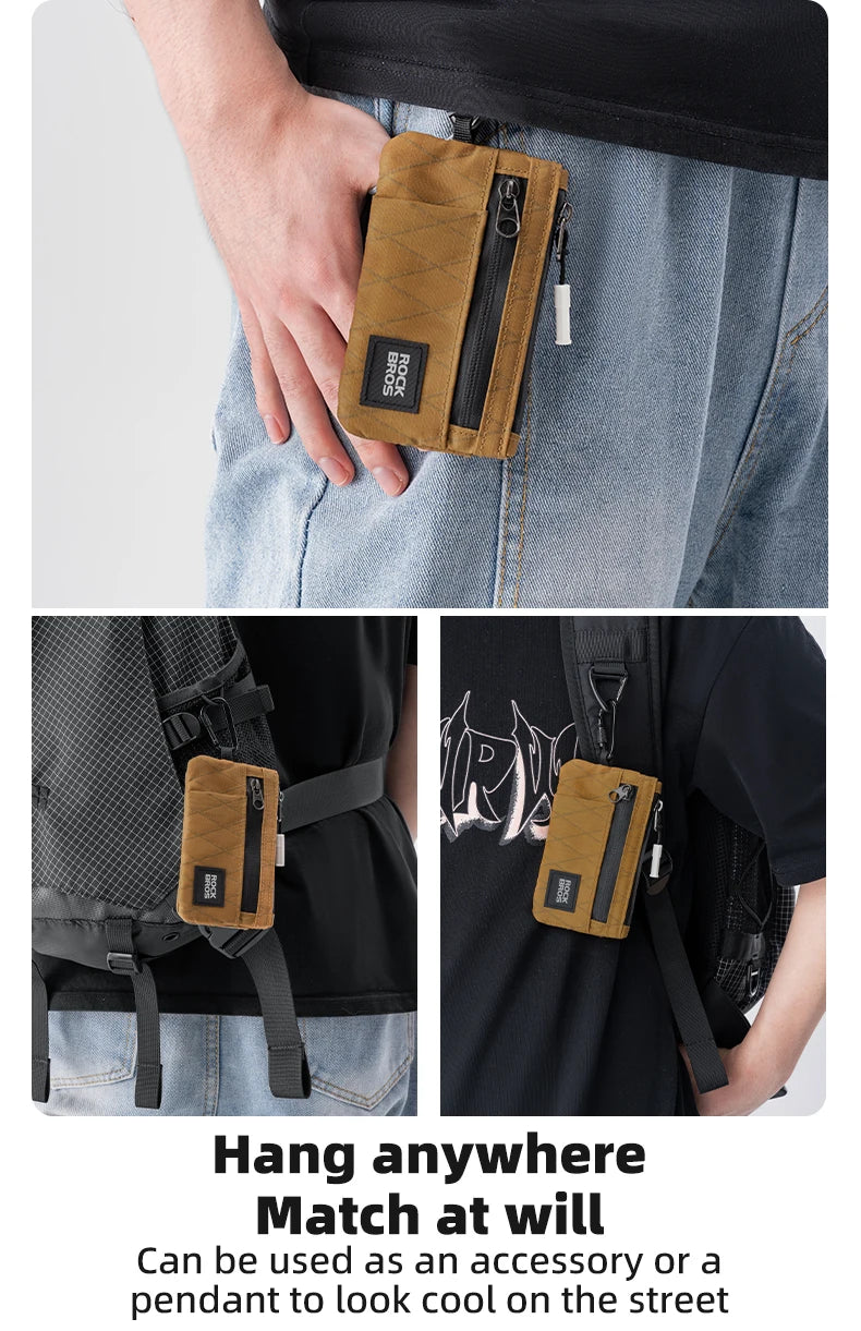 ROCKBROS Portable Wallet Card Bag – Ultra-Light, Stylish Sports Mini Credit Card Holder with Hang Lock, Compact Storage