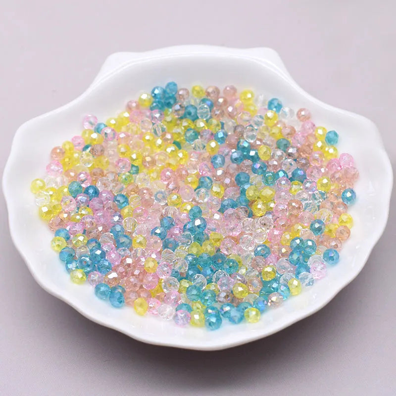 Mixed Color Crystal Glass Beads - 4mm Faceted Rondelle Spacer Beads for DIY Bracelet & Jewelry Making Crafts