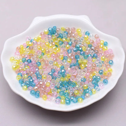 Mixed Color Crystal Glass Beads - 4mm Faceted Rondelle Spacer Beads for DIY Bracelet & Jewelry Making Crafts