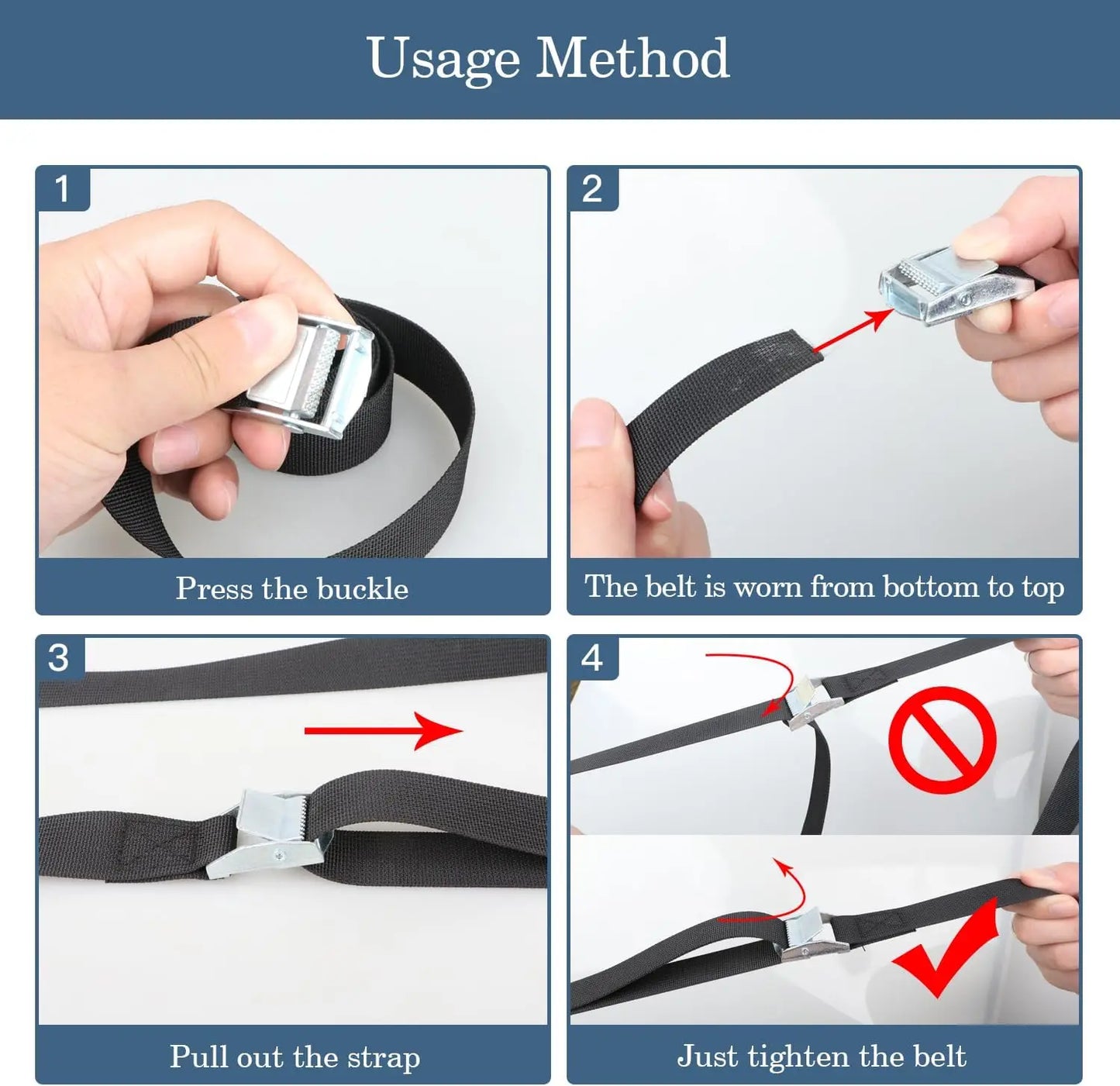 10PCS Adjustable Lashing Straps with Anti-Rust Alloy Buckles - Reusable Cam Buckle Tie Down Cinch Strap