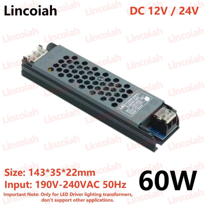 LED Power Supply Adapter - DC 12V 24V Transformer Driver for 60W-400W Lighting Systems
