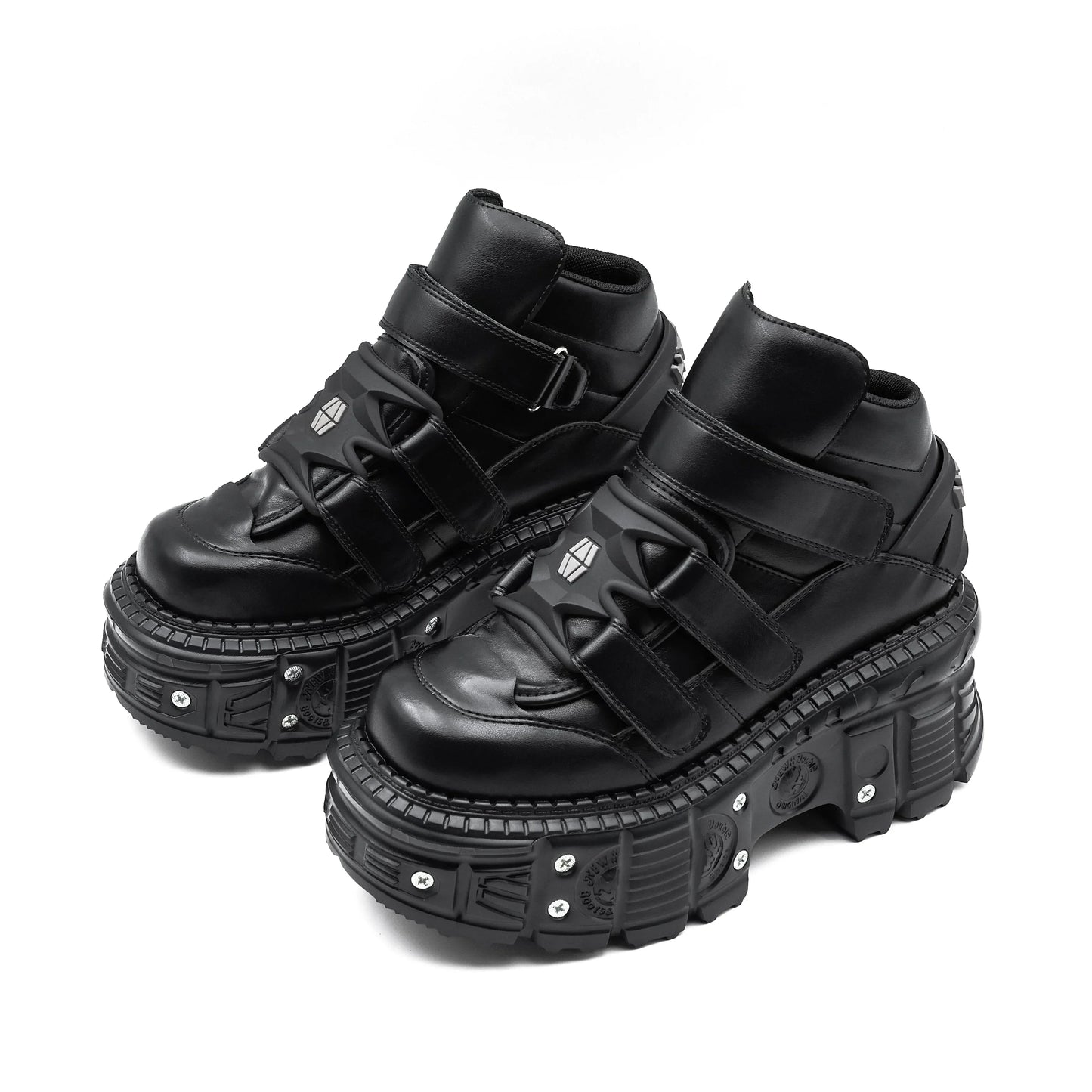 2025 Women’s Punk Gothic Ankle Boots – Lace-Up Platform Shoes with 9CM Heel & Metal Decor