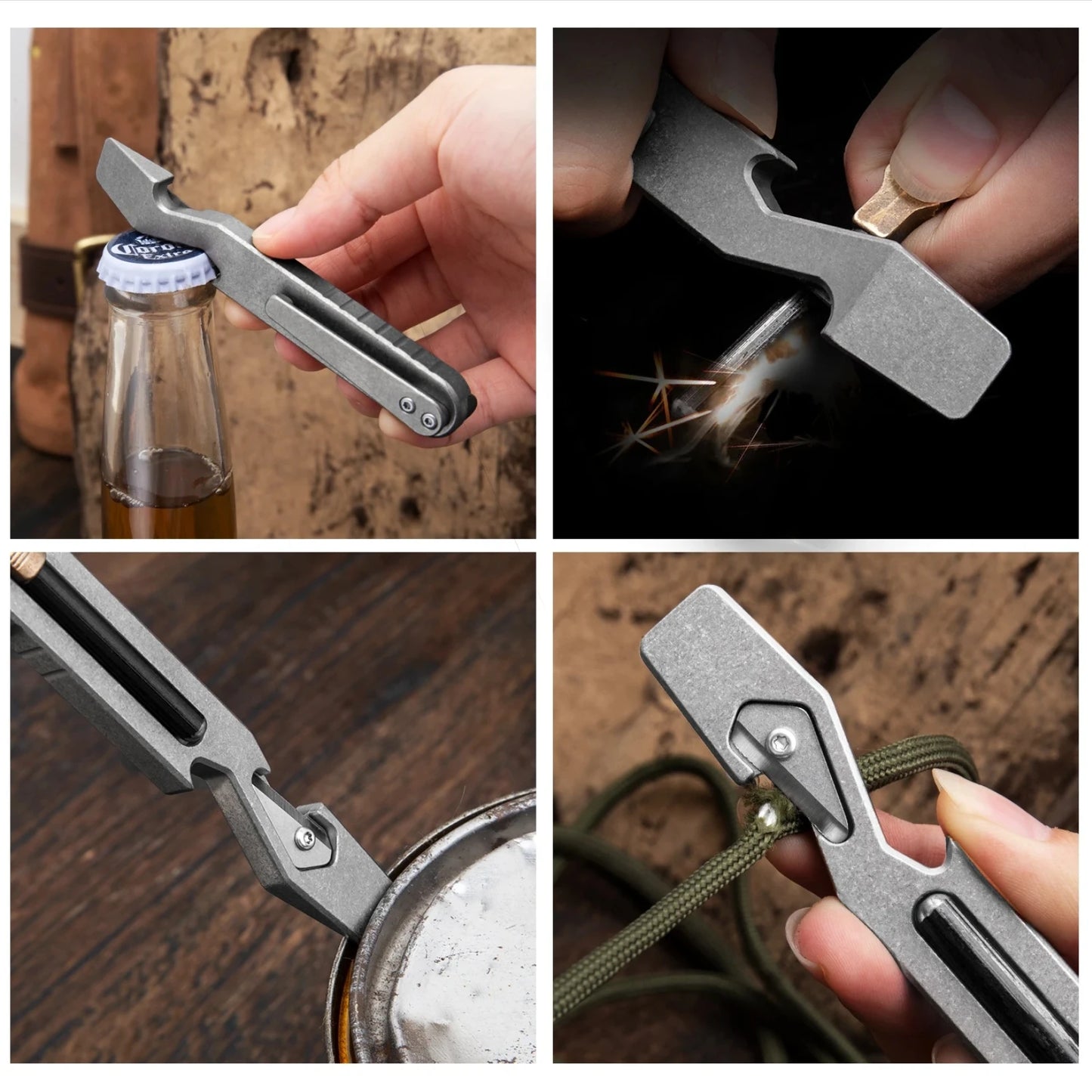 Titanium Alloy Multifunction EDC Tool – Wrench, Pry Bar, Bottle Opener & Screwdriver for Outdoor Use