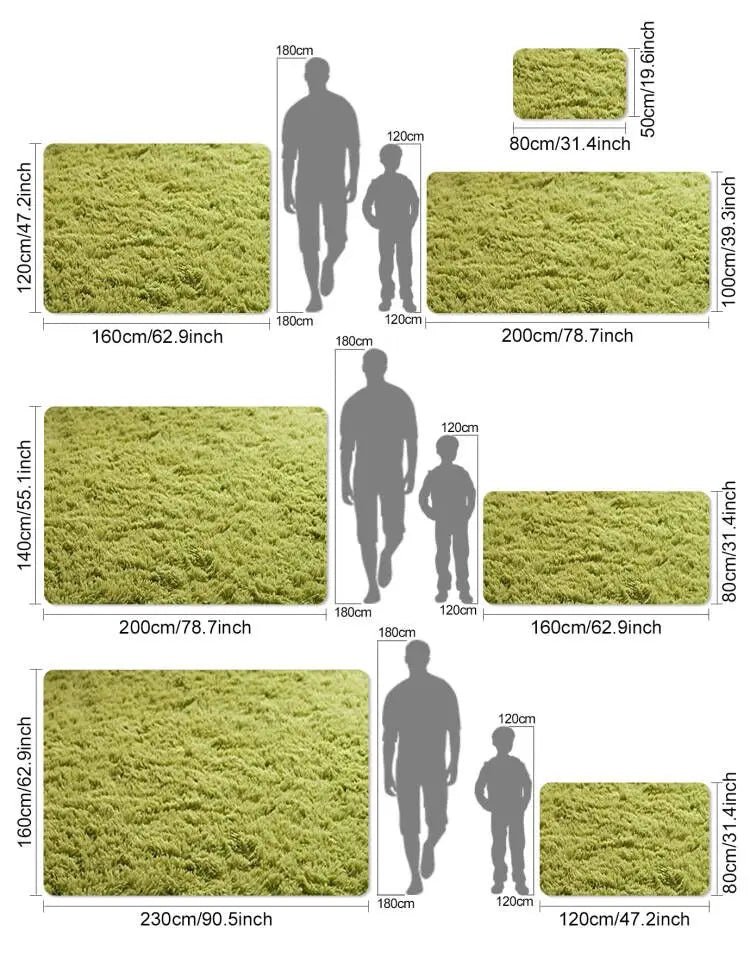 Plush Fluffy Area Rug – Soft Green & Pink Carpet for Living Room, Sofa, Coffee Table, Kids Room, Non-Slip Home Decor Mat