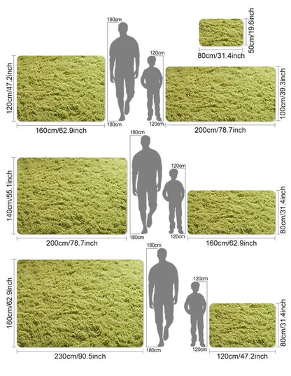 Plush Fluffy Area Rug – Soft Green & Pink Carpet for Living Room, Sofa, Coffee Table, Kids Room, Non-Slip Home Decor Mat