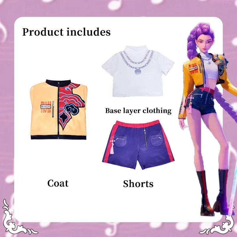 Girls Zoey Rumi Cosplay Costume – Kids Mira Outfit for Stage Performance, Halloween & Animated Movie Dress-Up