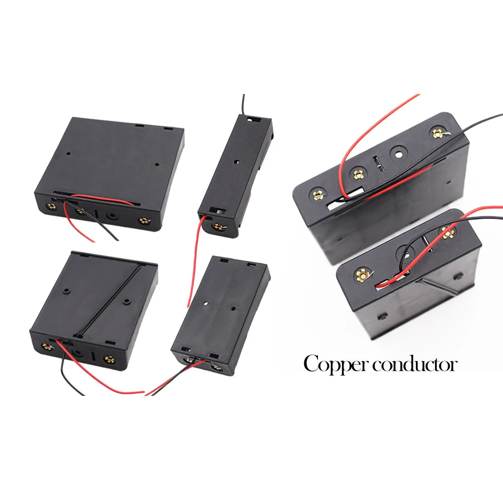 3PCS 18650 Battery Holder Box - 1 Slot 3.7V Storage Case with Black & Red Wires for 1/2/3/4 Cells