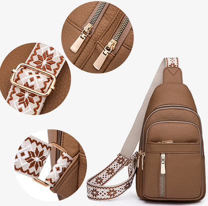 2024 New Women's PU Leather Chest Bag – Fashion Crossbody Shoulder Bag, High-Quality Casual Sac à Main