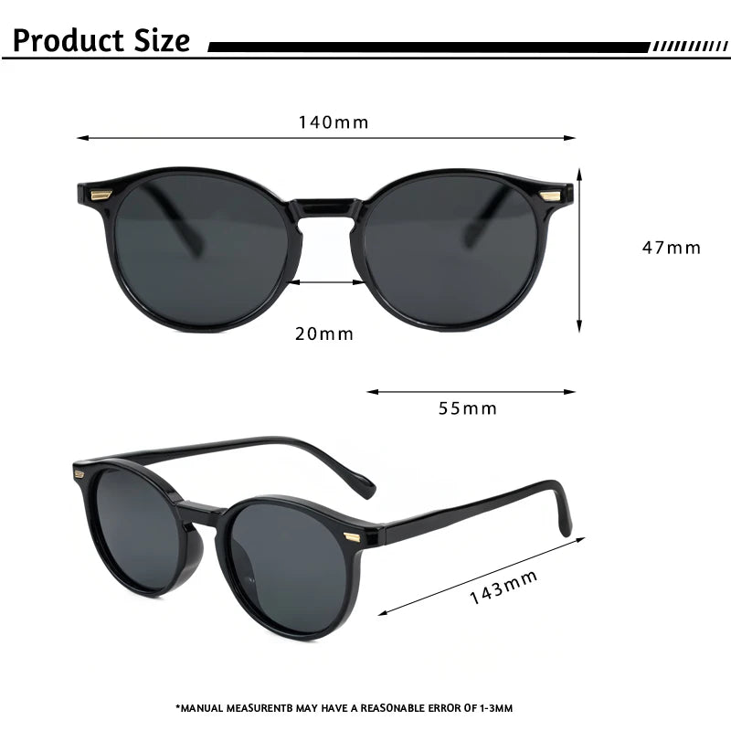 CATERSIDE Retro Polarized Round Sunglasses — TR90 & Acetate Vintage Shades for Men & Women, Punk Style Driving & Travel Sun Glasses