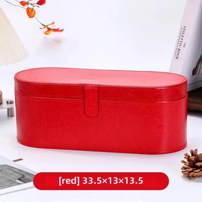 Dyson Hairdryer & Curling Iron PU Leather Storage Box – Round Circular Household Appliance Container