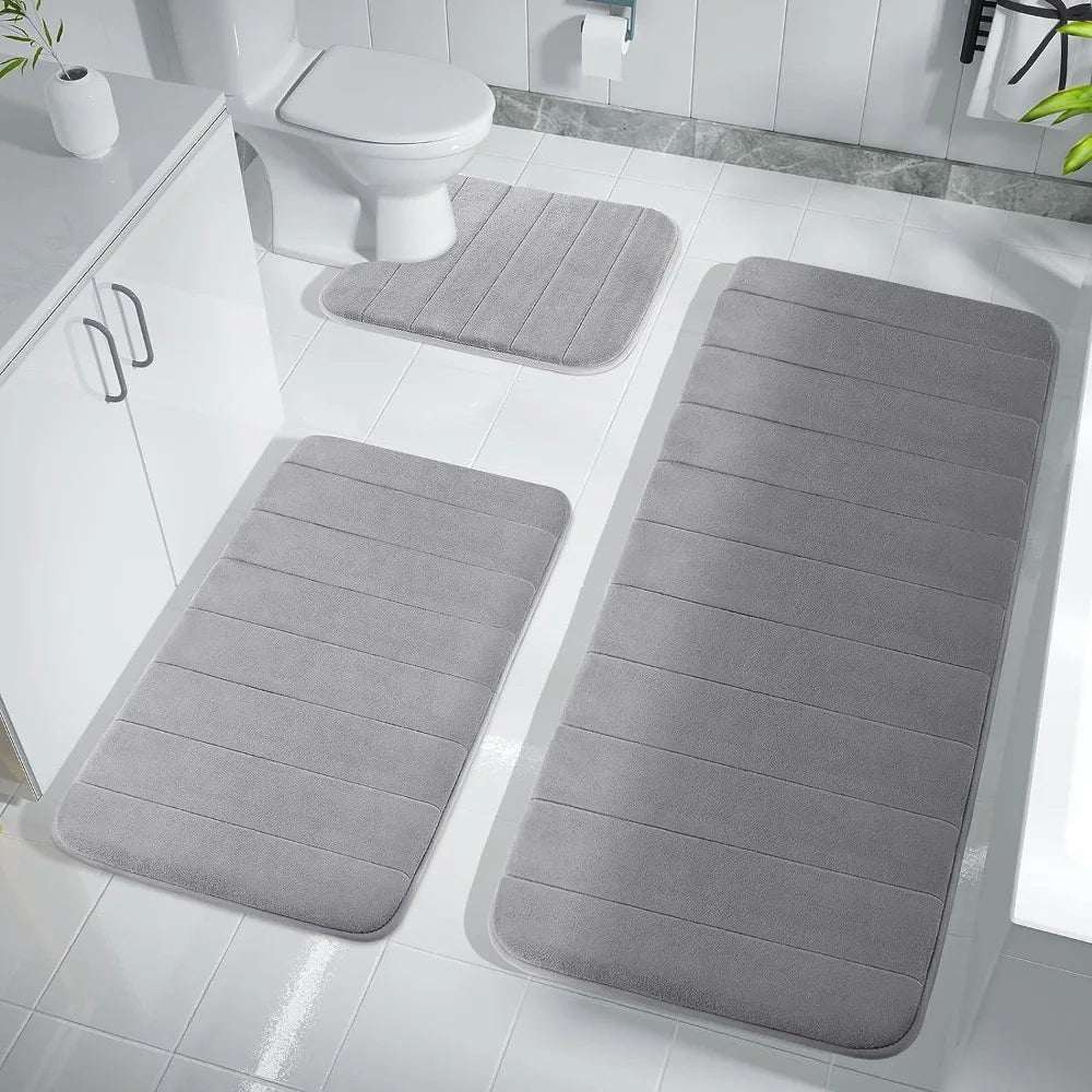 Super Absorbent Memory Foam Bath Mat - Non-Slip Bathroom Rug, Bathtub Side Floor Rug, Shower Room Doormat