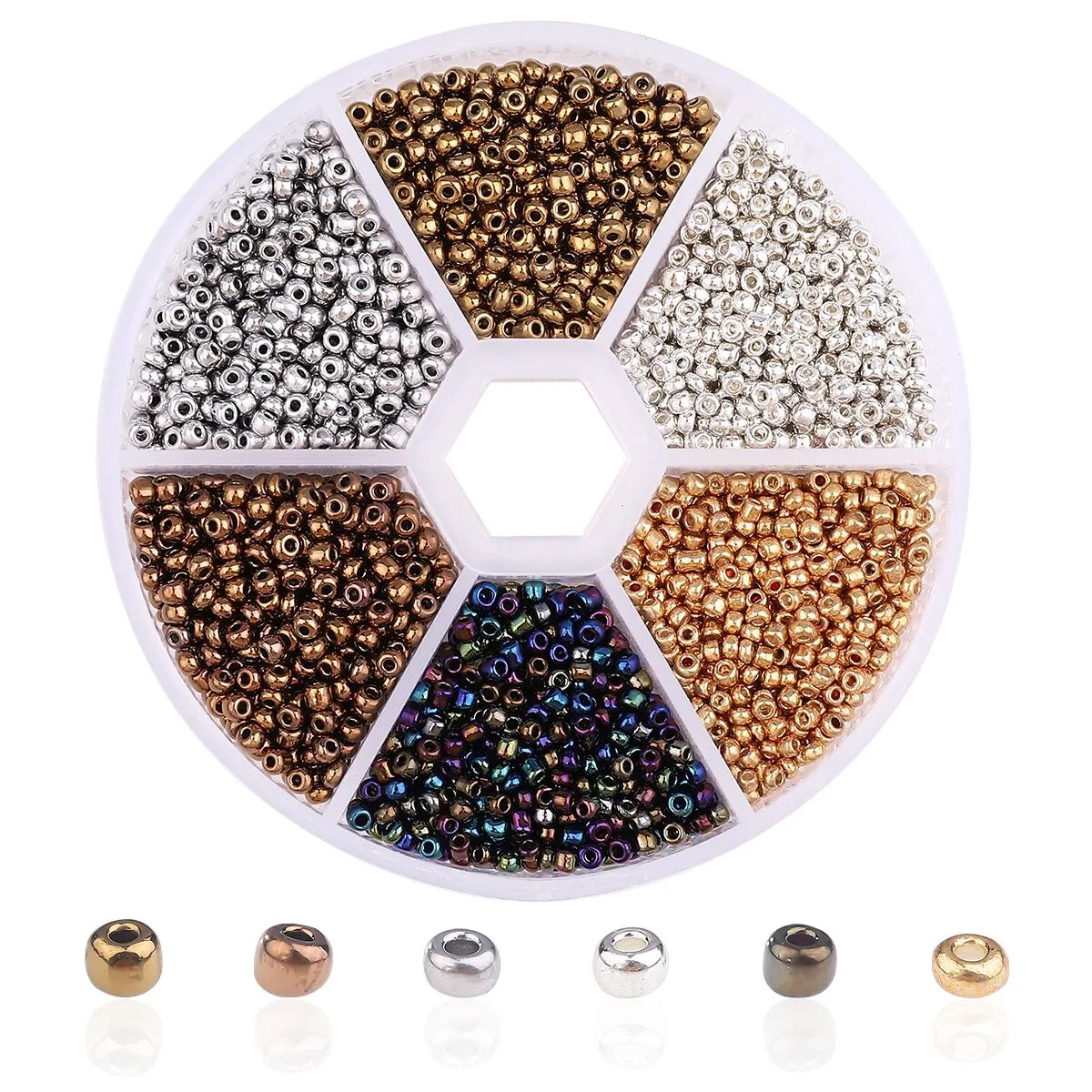 3900Pcs Glass Rice Beads Set - 6 Grid Box DIY Bracelet Necklace Jewelry Making Accessories