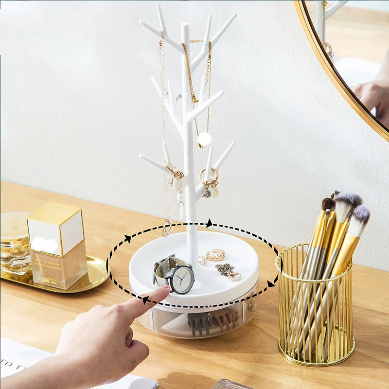 Rotating Jewelry Storage Box – Multifunctional Rack for Jewelry, Watches, Keys, and Creative Necklace and Earring Display Organizer