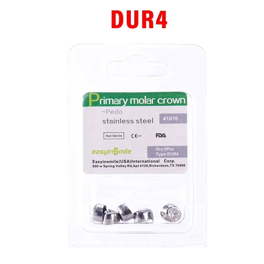 5PCS EASYINSMILE Kids Stainless Steel Dental Crowns – Primary Molar Teeth Refill D2-D7