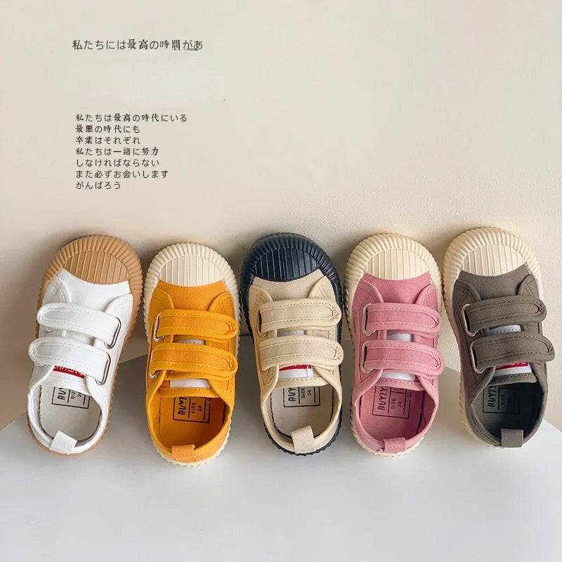 Children’s Canvas Shoes — Boys & Girls Spring/Autumn Breathable Toddler Shoes with Soft Sole & Hook-and-Loop Closure