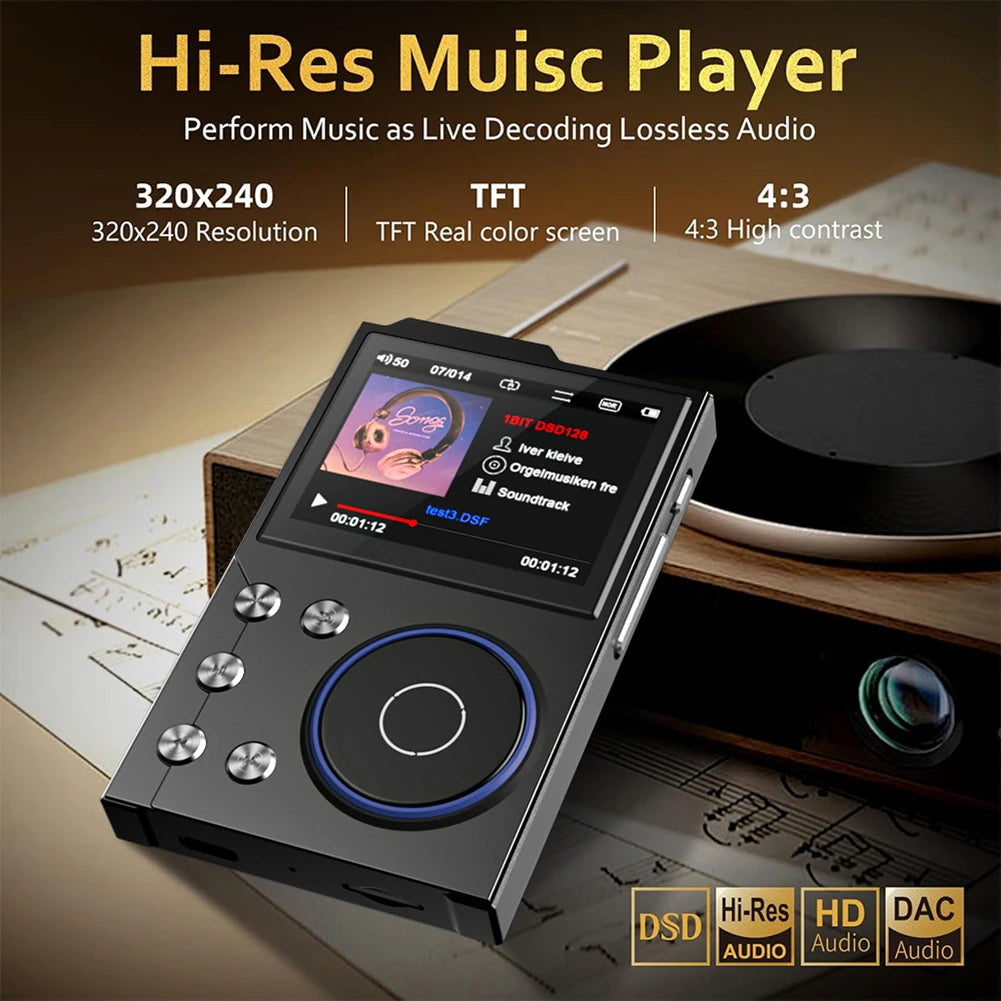 HiFi MP3 Digital Audio Player – Portable Lossless Music Player with DSD Support Up to 256GB
