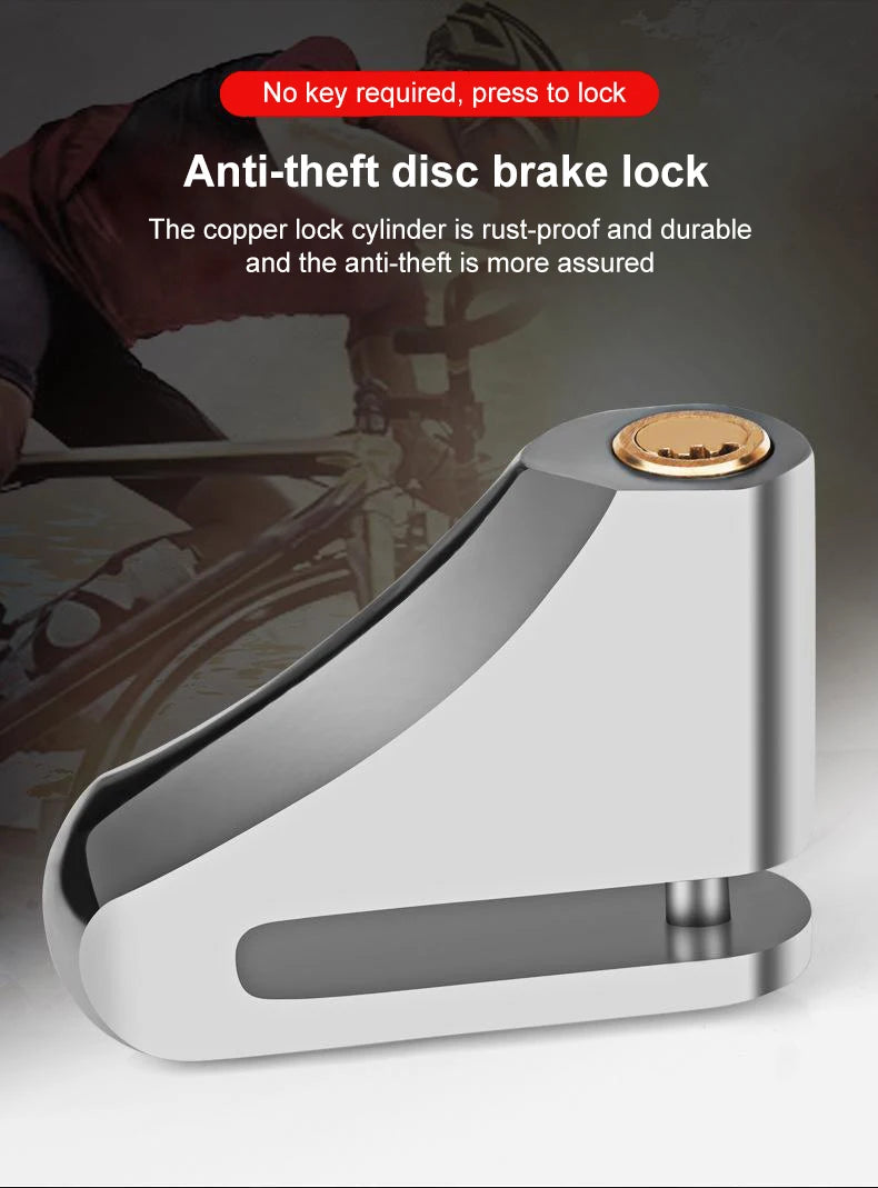Motorcycle Waterproof Disc Brake Lock — Anti-Theft Wheel Padlock with Keys for Motorcycles, Scooters & Mopeds