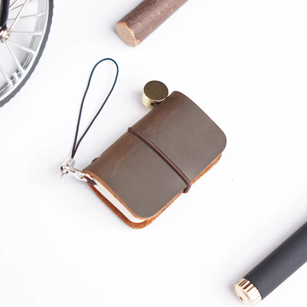 Ultra Mini Retro Leather Notebook – Traveler’s Manual Diary, 32 Sheets, 64 Pages, Decorative Notepad