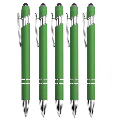 2-in-1 Metal Stylus Ballpoint Pen — 1.0mm Black Ink Pen for Smartphone and Tablet, Set of 5–10 Pieces