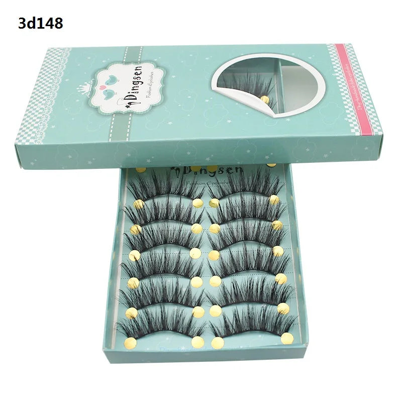 DINGSEN 10 Pairs Handmade Eyelash Fans – Individual False Lashes for Beauty & Makeup, Factory Price