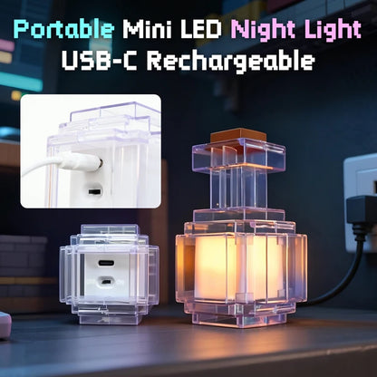 Rechargeable 7 Color Liquid Bottle Night Light - Pixel Style LED Bedroom Decor Lamp Kids Gift Game Room Decoration