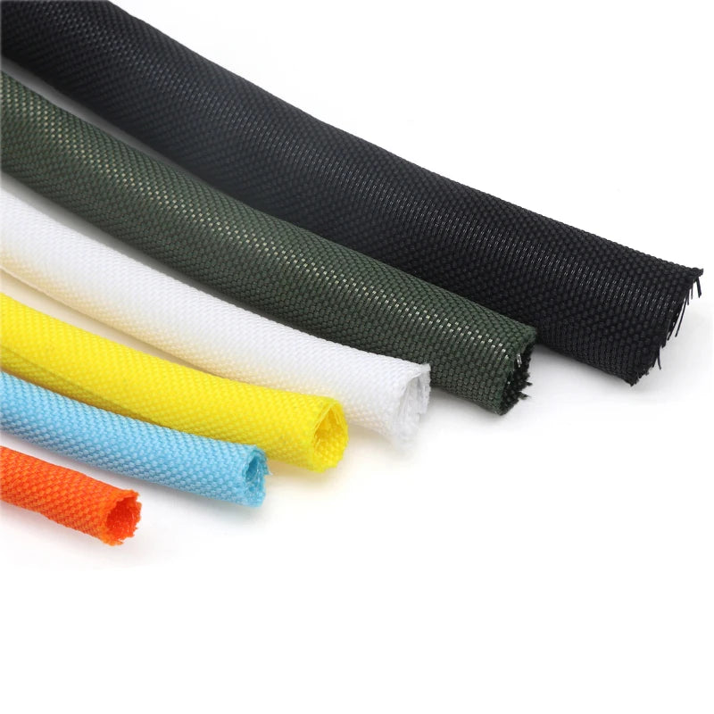 Self Closing PET Braided Cable Sleeve - 1/2/5M Expandable Insulated Wire Wrap Protector and Cable Organizer