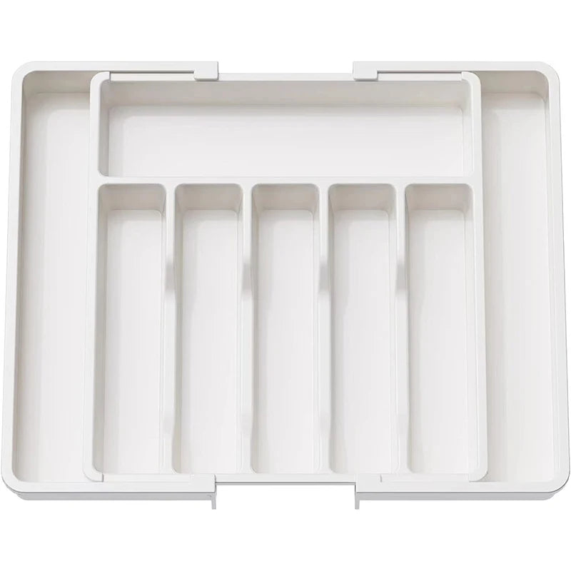 Expandable Adjustable Cutlery Drawer Organizer – Kitchen Utensil Tray with Compartments and Flatware Divider