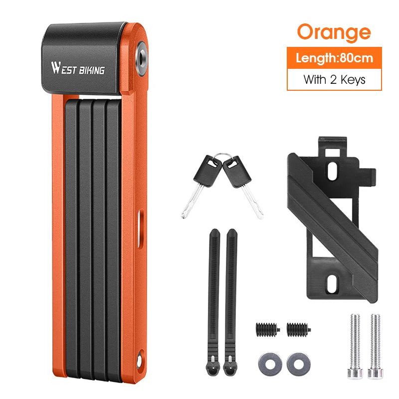 WEST BIKING Foldable Bike Lock – Heavy Duty Anti-Theft Chain Cable Padlock with 3 Keys for Bicycle & Motorcycle Security