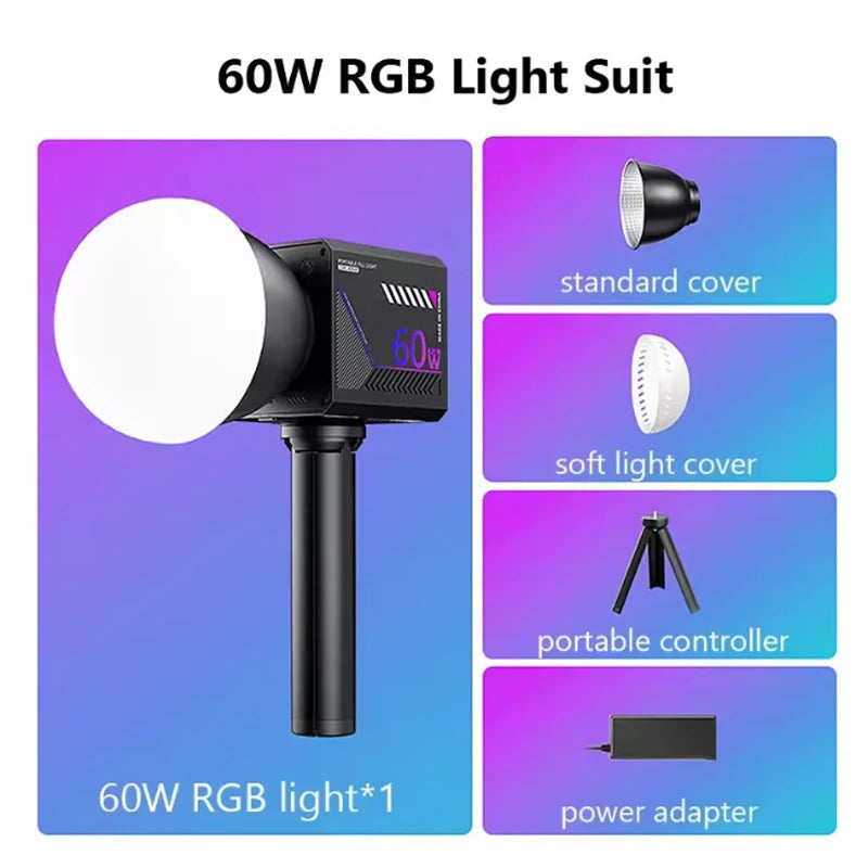 RGB LED Photography Video Light - Portable Rechargeable Fill Lamp for Vlogging, Live Streaming, Studio & Stage Shooting