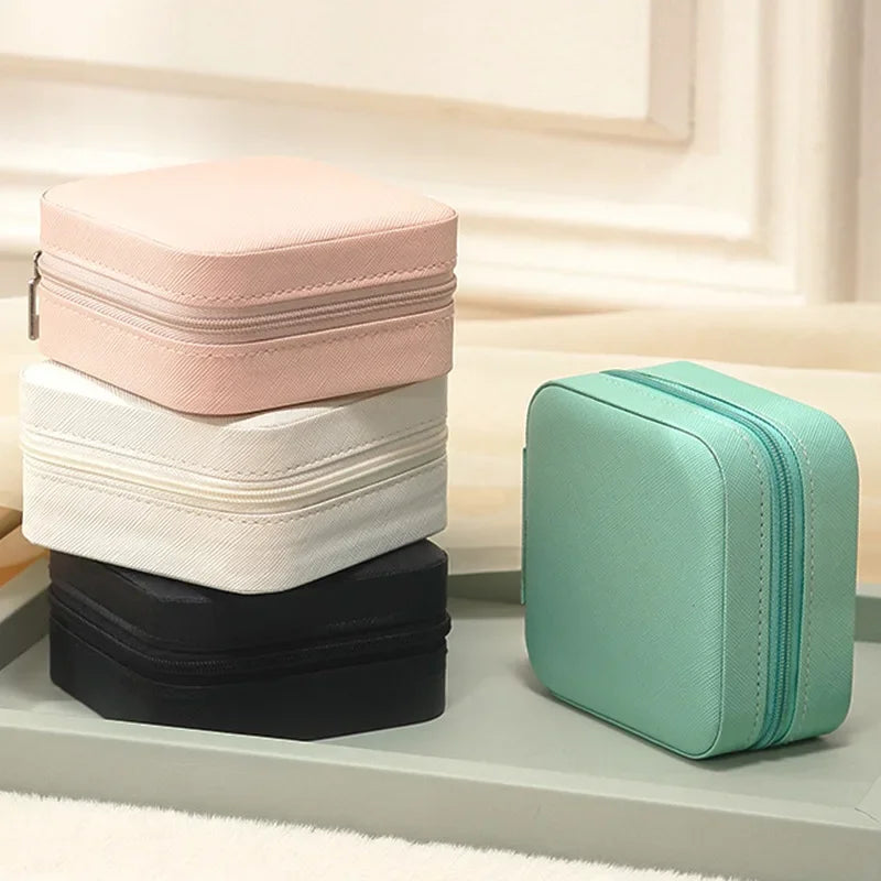 Portable Mini Jewelry Storage Box – Travel Organizer Case for Earrings, Necklace, Rings, Leather Jewelry Display Case