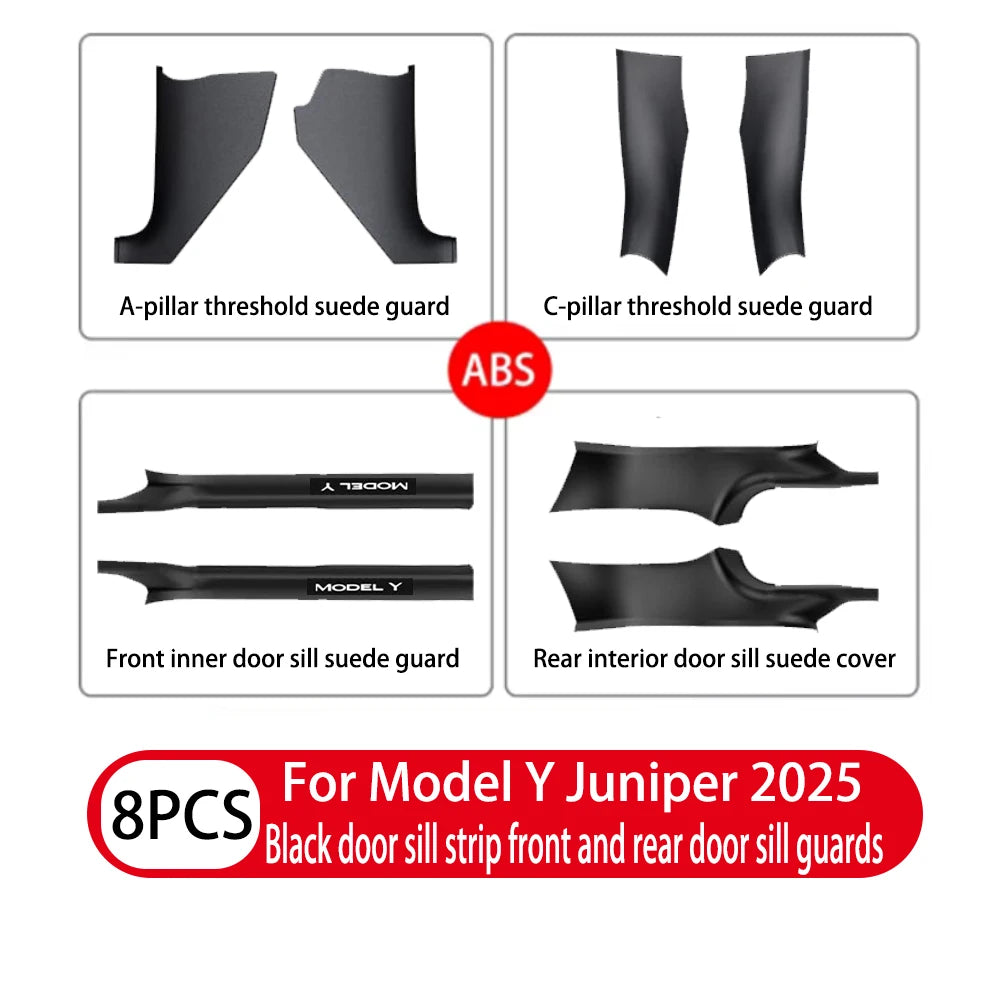 2/4/8PCS Tesla Model 3/Y Highland Door Sill Protector — ABS Anti-Kick Waterproof Threshold Strip for Front & Rear