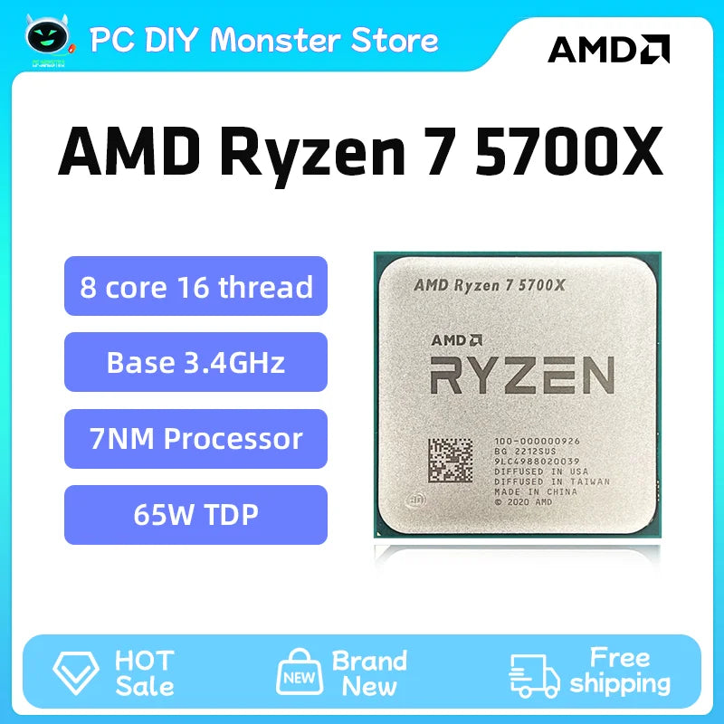AMD Ryzen 7 5700X – 3.4GHz 8-Core 16-Thread CPU Processor, 7nm, L3=32MB, Socket AM4 Gaming CPU