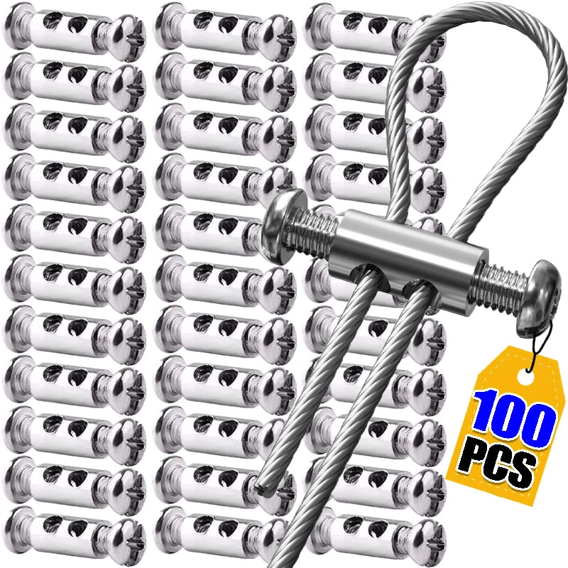 100/10PCS Steel Wire Rope Cable Clamps – Adjustable Metal & Copper Clips for 1.2–2.5mm Cables
