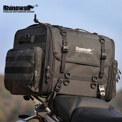 Rhinowalk Waterproof Motorcycle Travel Luggage Bag – 19L–80L Expandable Rear Tail/Trunk Rack Bag for Most Motorcycles