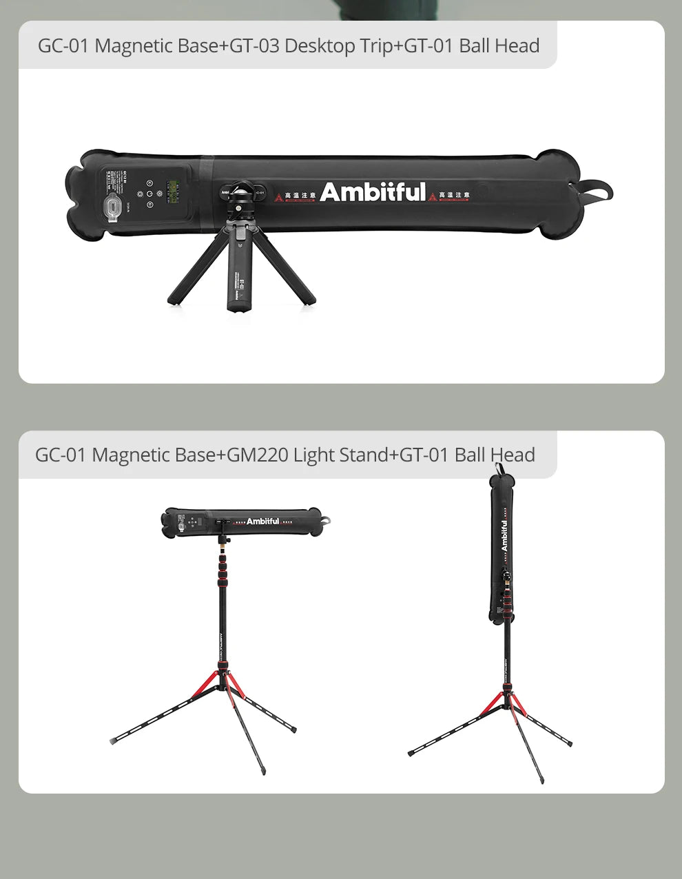 Ambitful GC12 Gold Crow Flexible Photography Lighting - 2700K-6500K Portable LED Soft Light, Inflatable Air Light