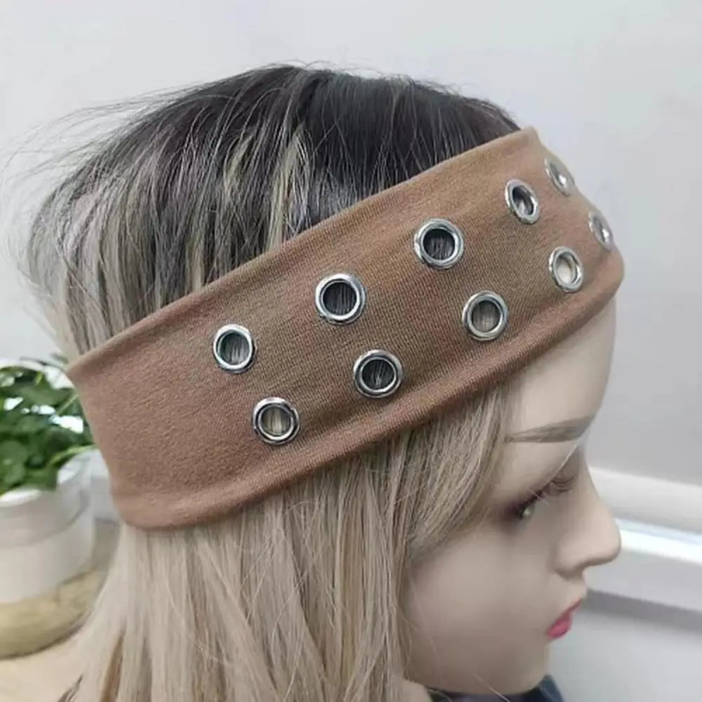 Harajuku Y2K Punk Girl Headband – Hollow Eyelet Cotton Elastic Steampunk & Gothic Style