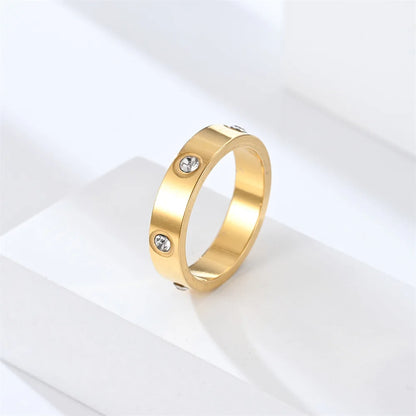 Classic Stainless Steel Diamond Ring — Unisex Fashion Jewelry Gift, Sizes 5-11 for Men & Women