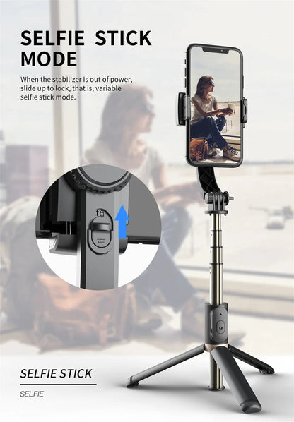 Q08 Handheld Gimbal Stabilizer with Selfie Stick & Fill Light – Bluetooth Tripod for Smartphone & Action Camera
