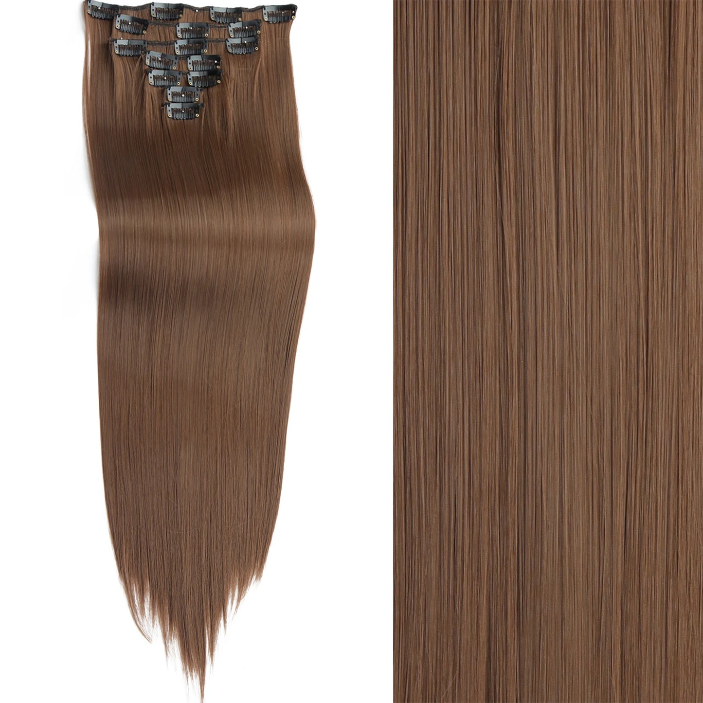 Women’s 7Pcs Hair Extensions with 16 Clips – Natural Black Straight Ombre Hairpiece