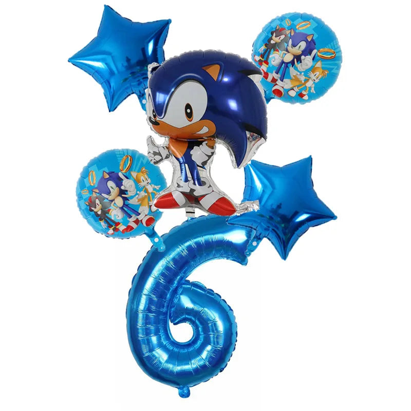 Sonic Cartoon Party Supplies Set – Disposable Tableware with Plates, Cups, Napkins & Balloons for Boys’ Birthday & Baby Shower Decor
