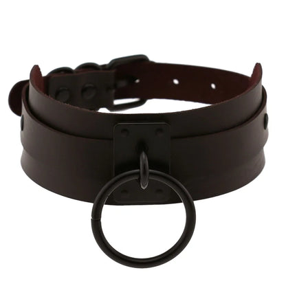 Punk Black O-Ring Leather Choker Necklace for Women – Gothic Emo Harajuku Rock Jewelry