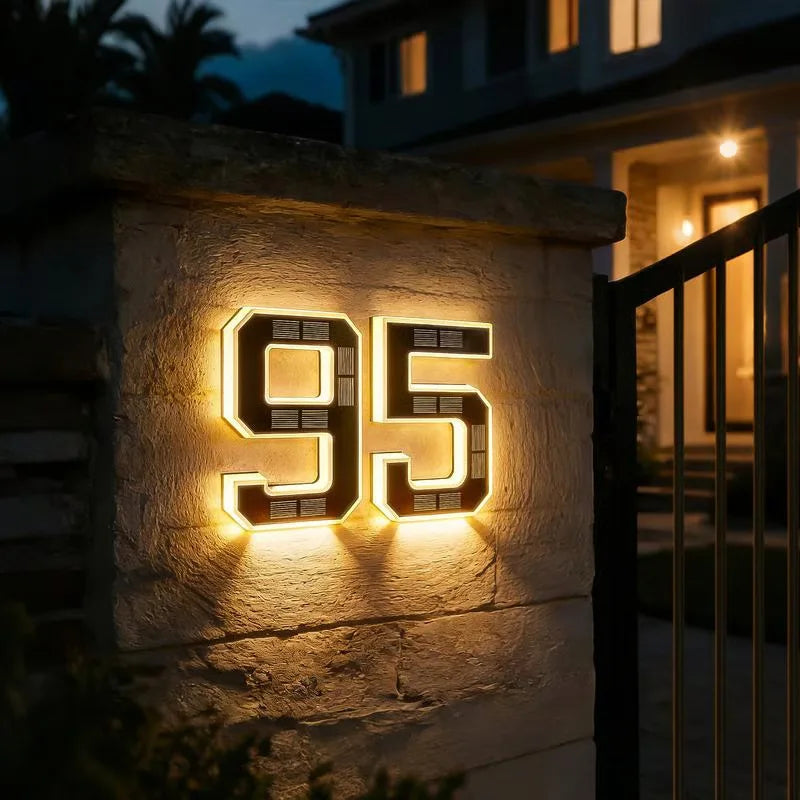 Custom Solar LED House Numbers - Waterproof Luminous Address Sign for Outdoor Wall & Door Decor