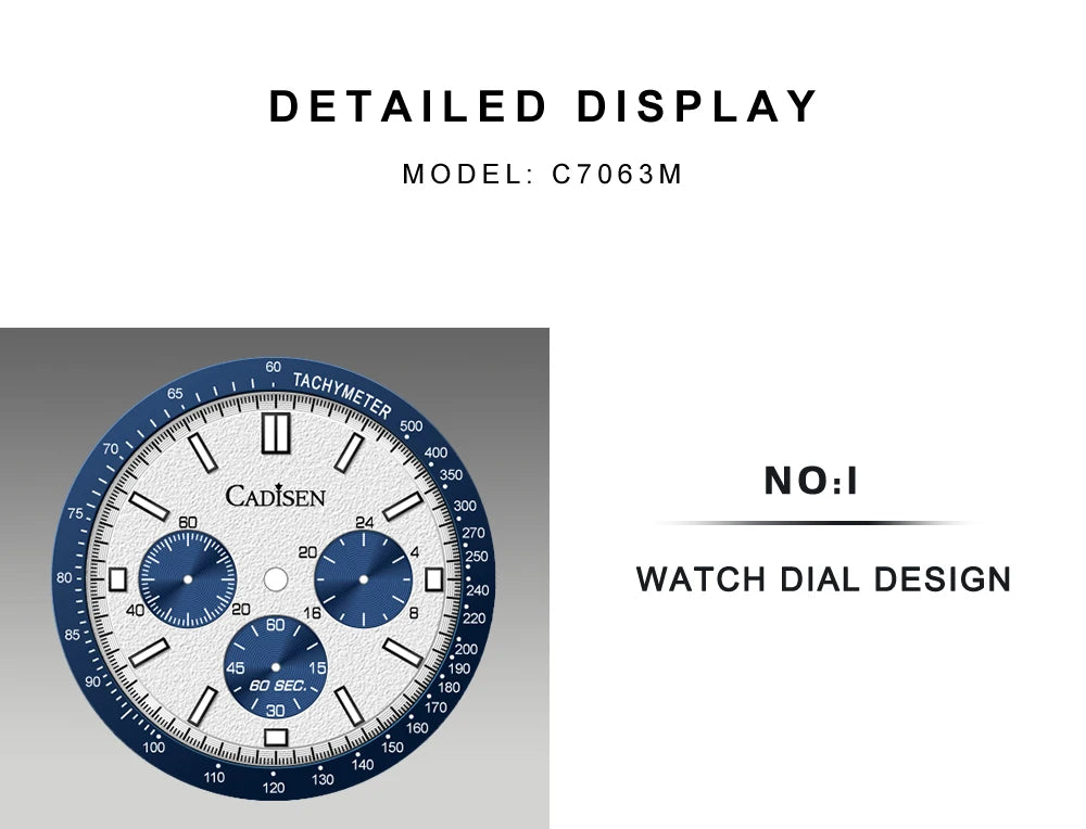 CADISEN 2024 Men’s Quartz Business Watch — VD53 Luxury Chronograph Timepiece for Men